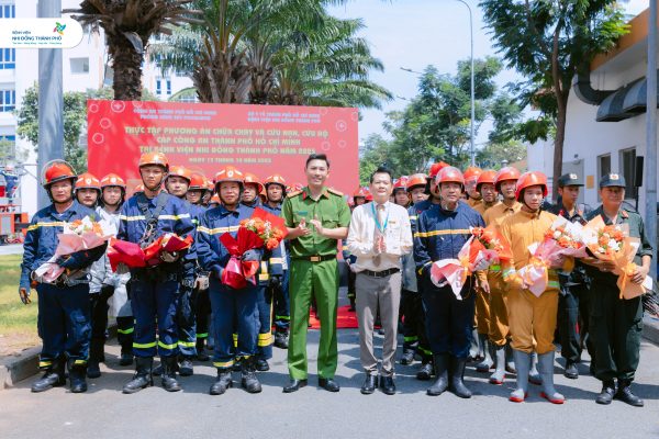 Diễn tập phương án chữa cháy – cứu nạn, cứu hộ cấp Công an Thành phố tại Bệnh viện Nhi Đồng Thành Phố năm 2025