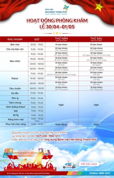 Thông báo Lịch hoạt động Lễ Giải phóng miền Nam 30/4 và Ngày Quốc tế Lao động 1/5